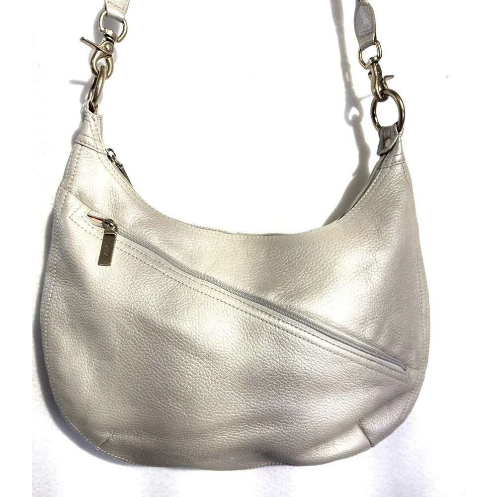 HOBO INTERNATIONAL FROST METALLIC LEATHER CONVERTIBLE CROSSBODY BAG ZIP TOP $298